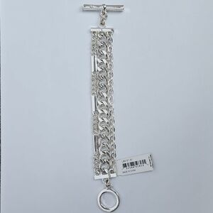 Lauren Ralph Lauren Silver Tone Three Chain Toggle Bracelet w/ Tags